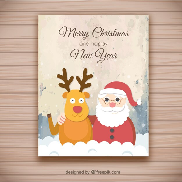 Christmas greeting card with grunge background