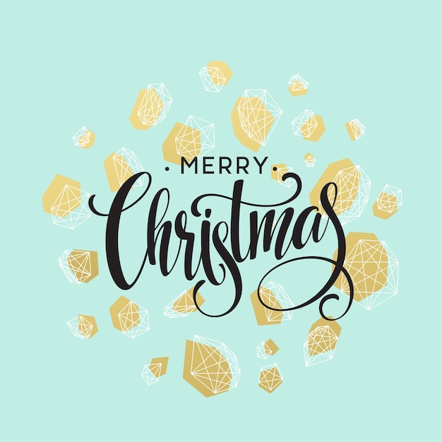 Christmas greeting card with handdrawn lettering. golden, black and white colors. trend design element for xmas decorations and posters. vector illustration eps10