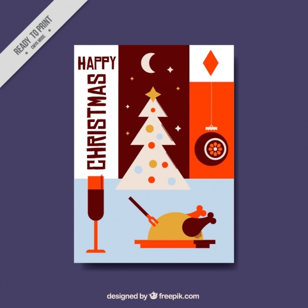 Christmas greeting card with traditional elements