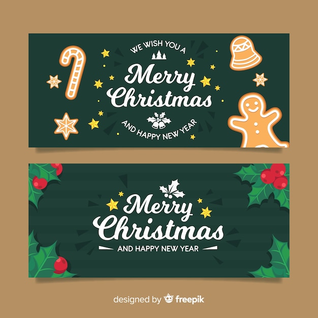 Christmas greeting gingerbread cookies mistletoe banner