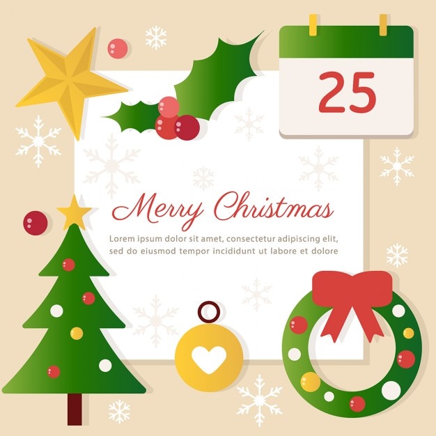 Free vector christmas greeting illustration with elements