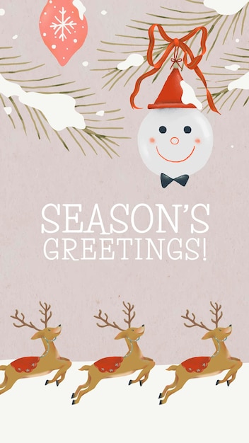 Free vector christmas greeting template vector, facebook story post, winter holiday season