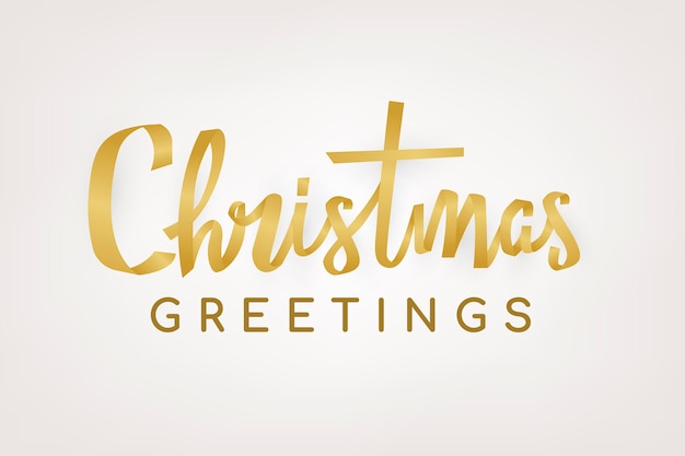 Free vector christmas greetings background, gold holiday typography vector