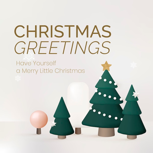 Free vector christmas greetings social media template, winter graphic vector