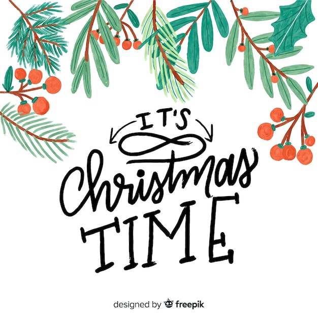 Free vector christmas hand drawn branches background