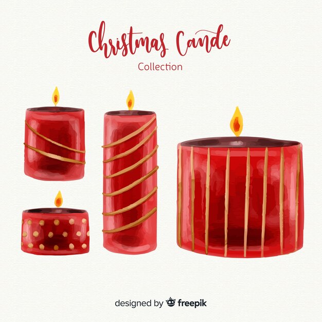 Christmas hand drawn candles collection