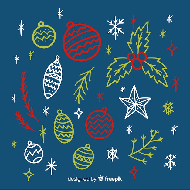 Free vector christmas hand drawn elements collection