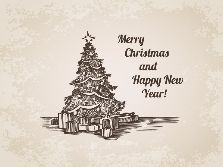 Free Vector christmas hand drawn engraving illustration