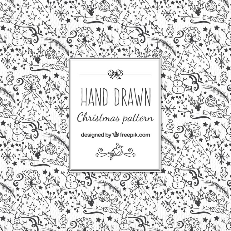 Free Vector christmas hand drawn floral pattern