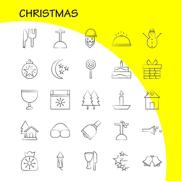 Christmas hand drawn icons set for infographics mobile uxui kit and print design include truck travel gift box box calendar christmas christmas collection modern infographic logo and pictogram vector