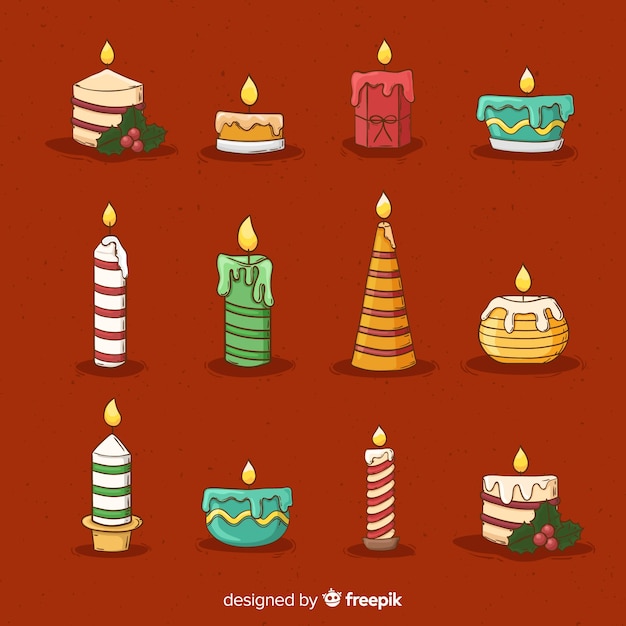 Free vector christmas hand drawn lit candles