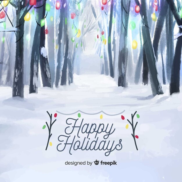 Christmas hand drawn snow wood background