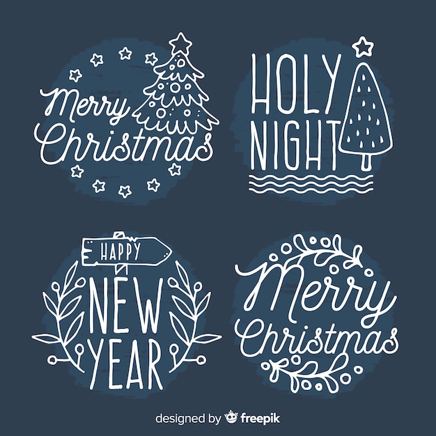 Christmas hand drawn stickers collection