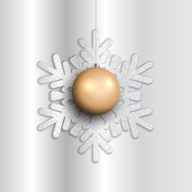 Free Vector christmas hanging bauble on a glittery snowflake