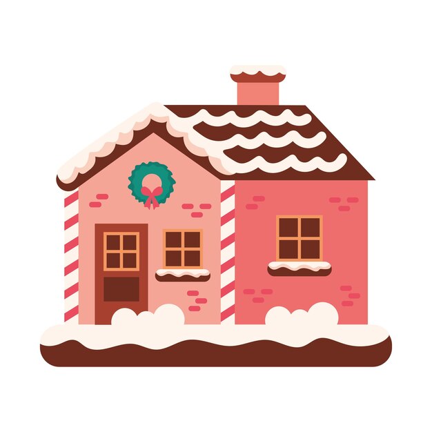 Free vector christmas house pink