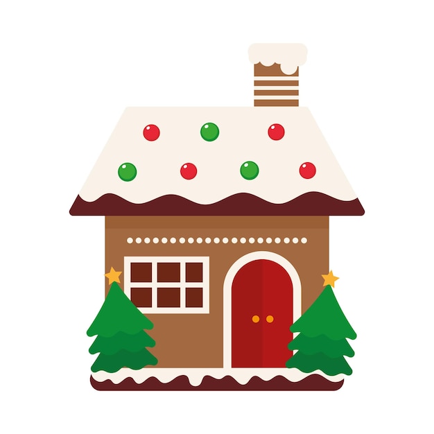 Free vector christmas house with wreath