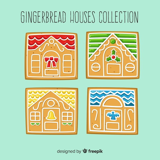 Free vector christmas housedoor gingerbread pack