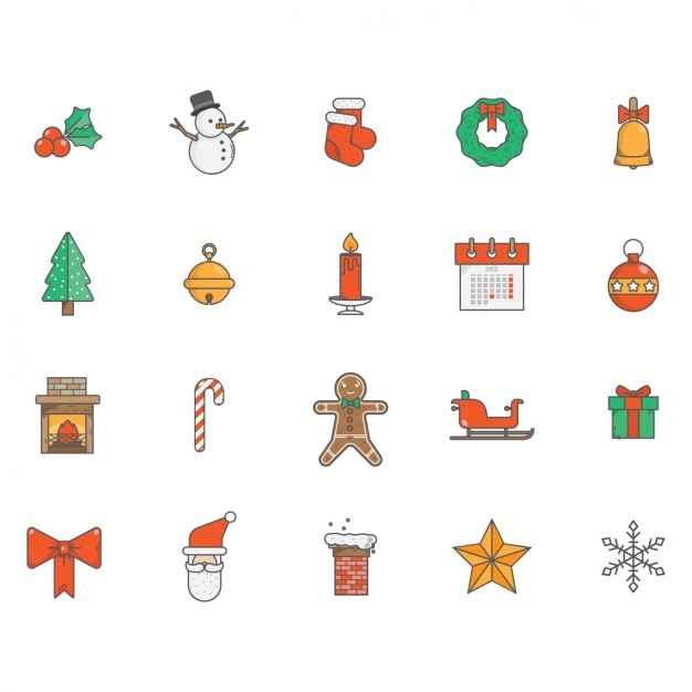 Бесплатное векторное изображение Рождественская коллекция иконок