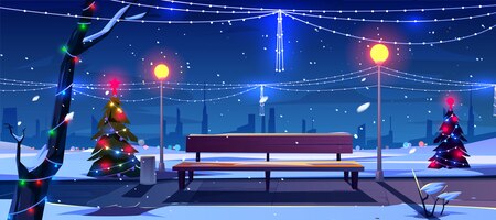 Бесплатное векторное изображение Рождество в ночном парке