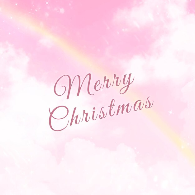 크리스마스 Instagram 게시물 템플릿, 미적 분홍색 무지개 하늘 디자인 벡터