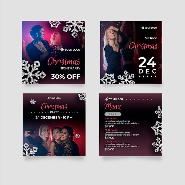 Free vector christmas instagram posts