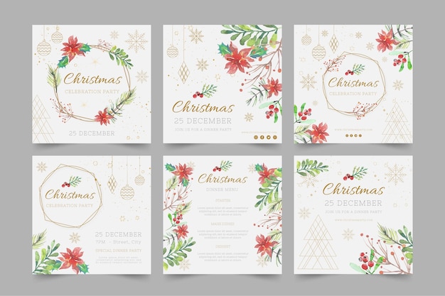 Free vector christmas instagram posts