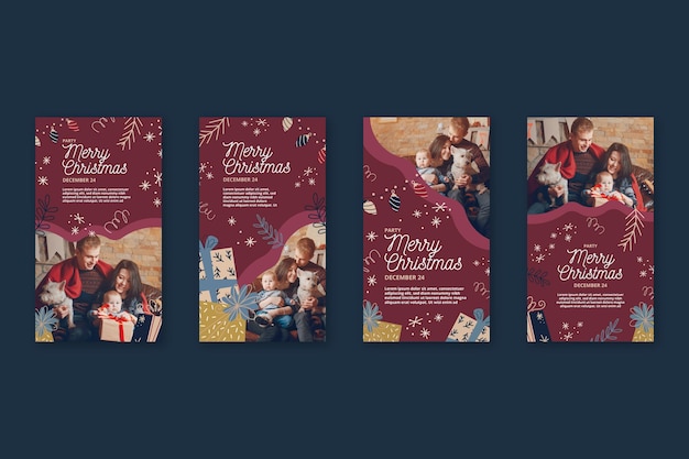 Free vector christmas instagram stories collection