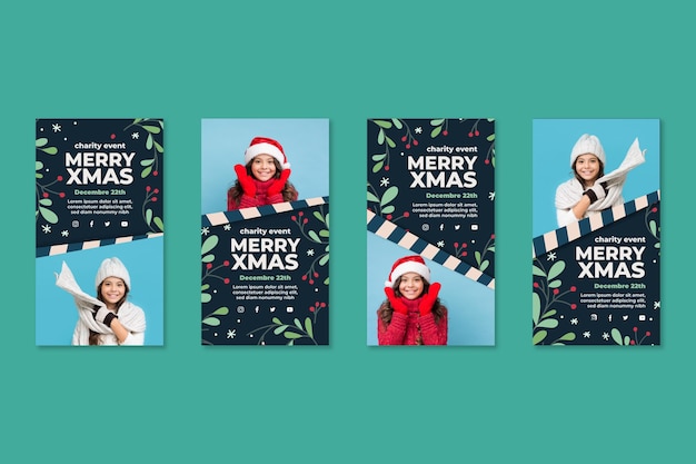 Free vector christmas instagram stories collection