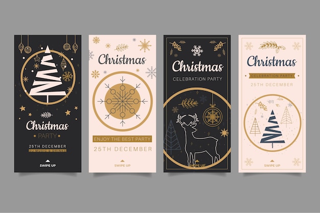 Free vector christmas instagram stories collection