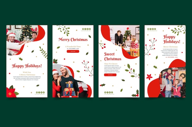 Free vector christmas instagram stories collection