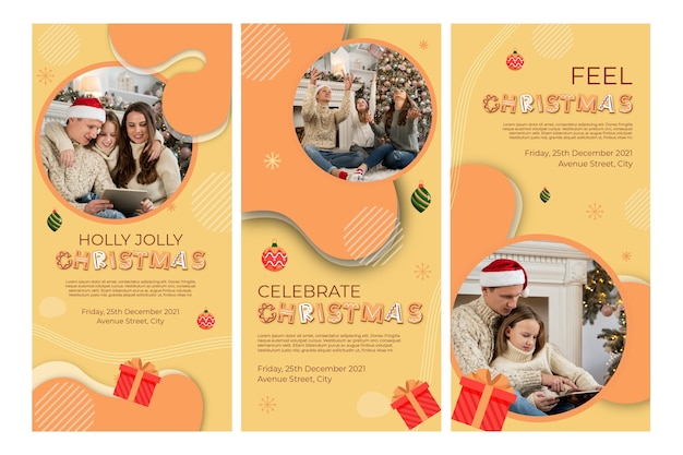 Free vector christmas instagram stories