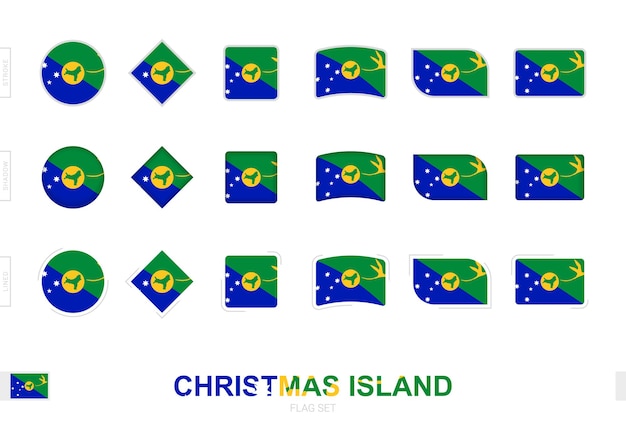크리스마스 섬 깃발 세트, 세 가지 다른 효과가 있는 크리스마스 섬의 단순한 깃발.