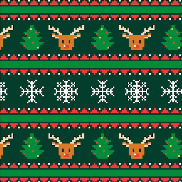 Free vector christmas knitted pattern