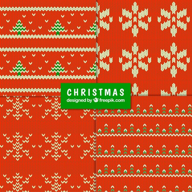 Christmas knitted red patterns