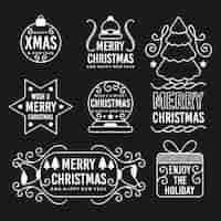 Free vector christmas label collection on blackboard