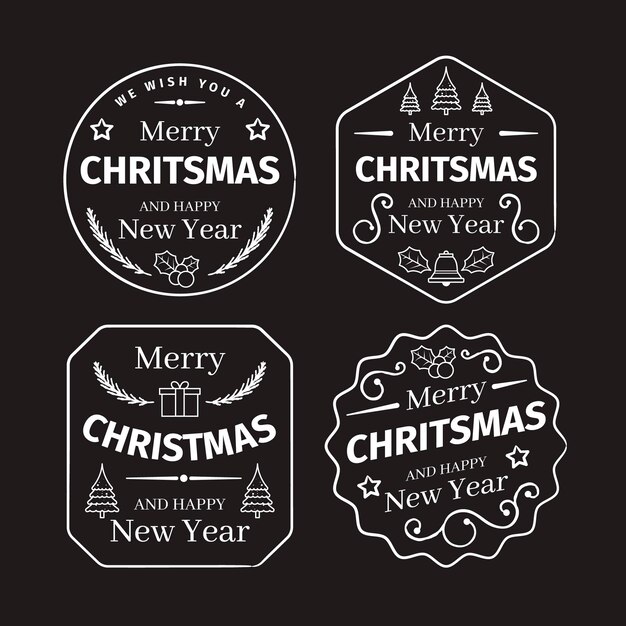 Christmas label collection on blackboard