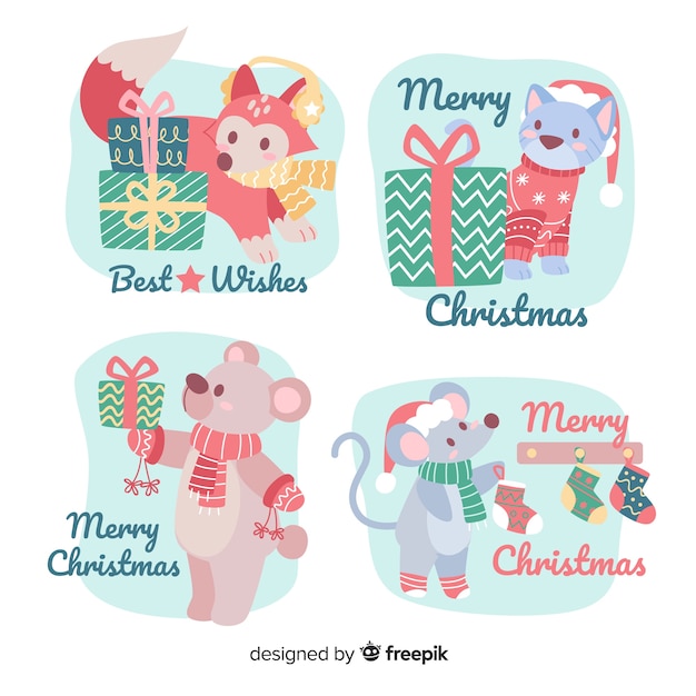 Christmas label collection in flat design
