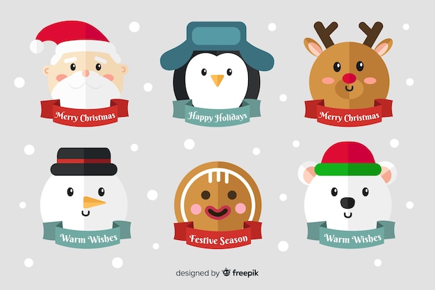 Free vector christmas label collection in flat design