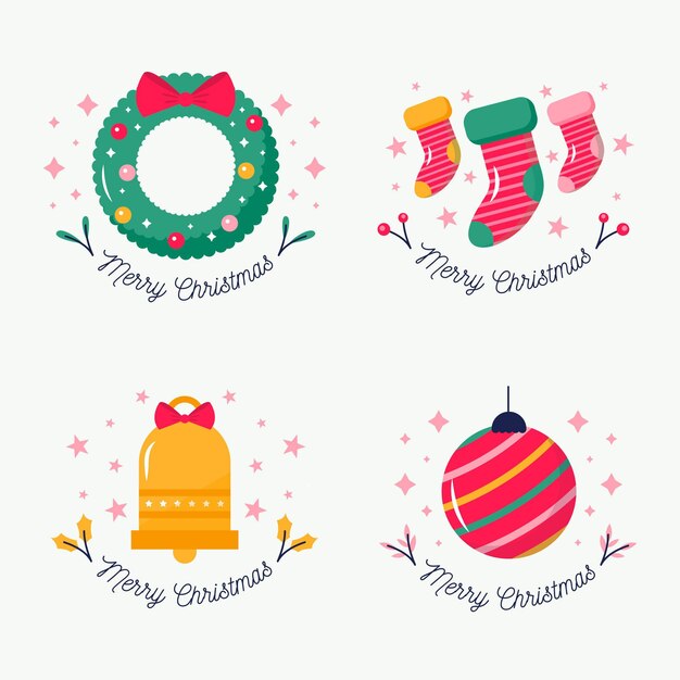 Christmas label collection in flat design