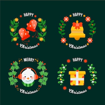 Christmas label collection in flat design Free Vector