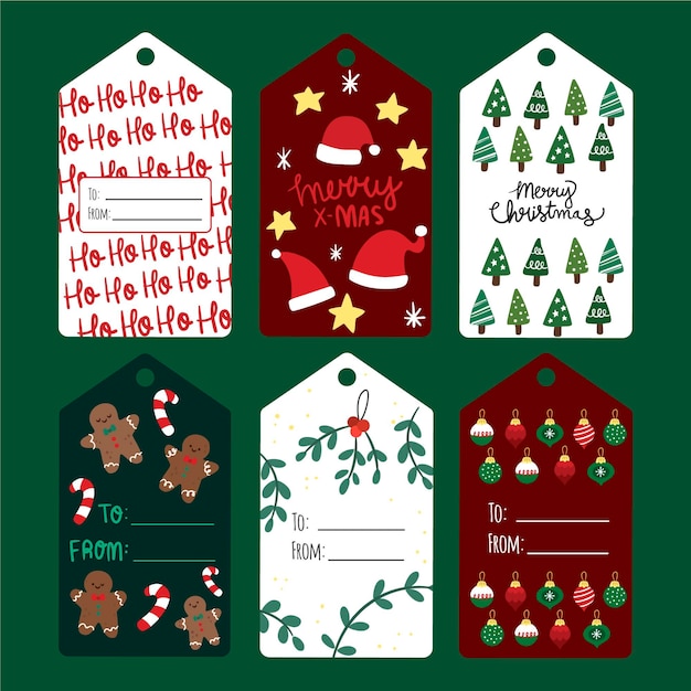 Бесплатное векторное изображение Рождественская коллекция этикеток в плоском дизайне