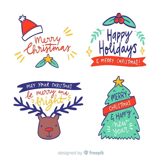 Free vector christmas label collection