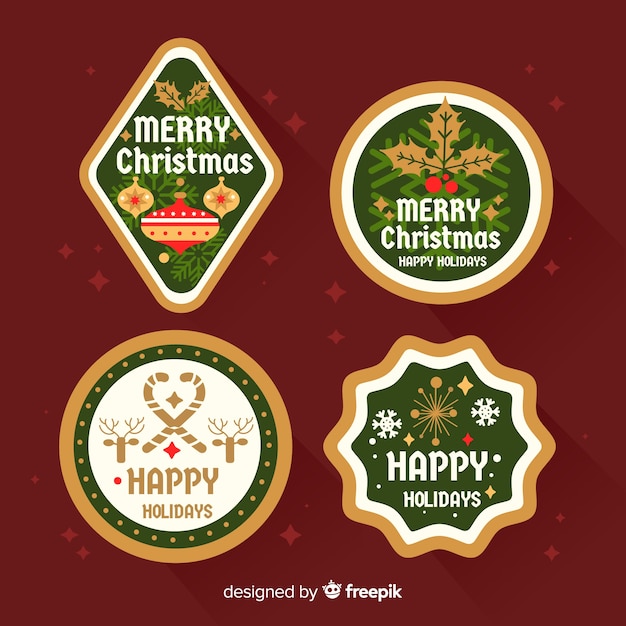 Christmas label pack in flat design