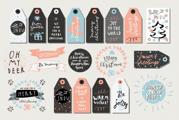 Free vector christmas labels collection