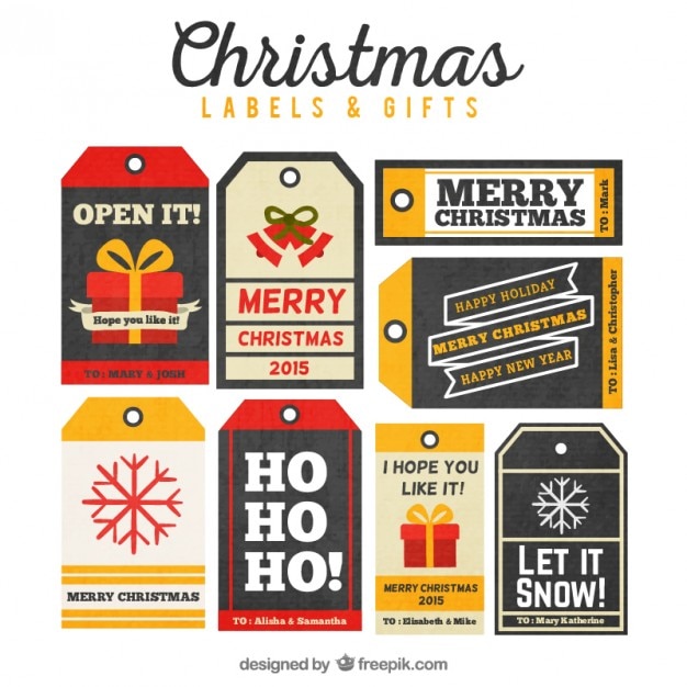 Free vector christmas labels collection