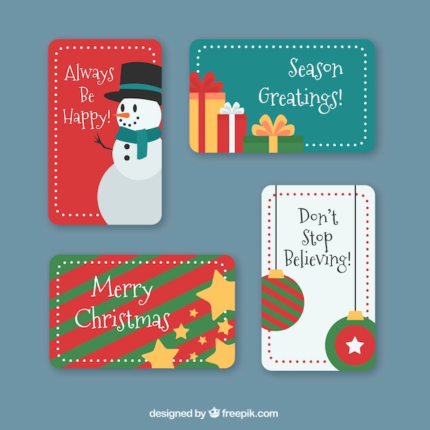 Free vector christmas labels set in flat design