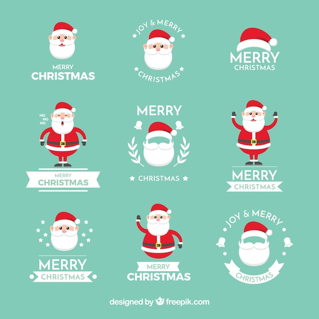 Christmas labels with fun santa claus