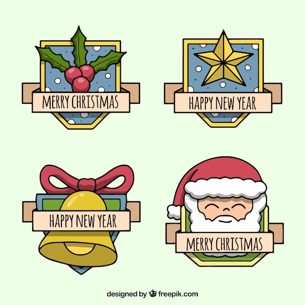 Christmas labels with hand drawn style