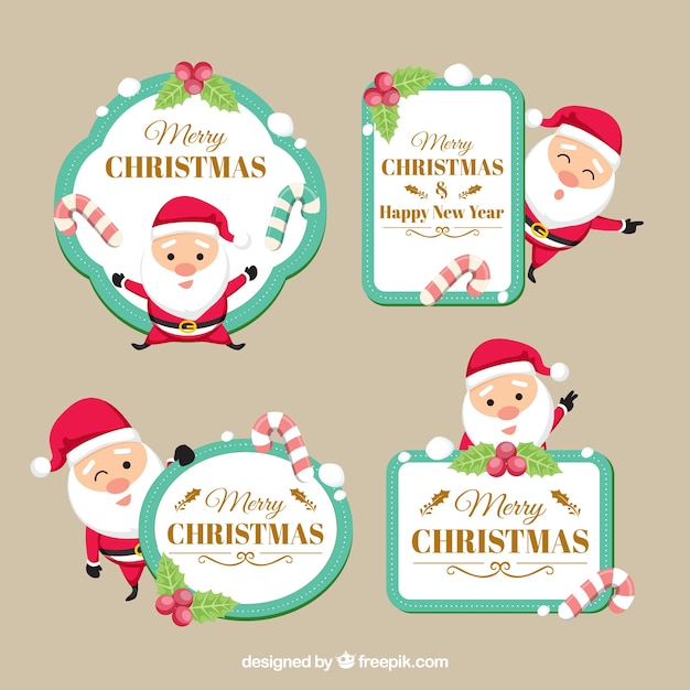 Christmas labels with lovely santa claus