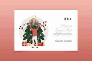 Free vector christmas landing page flat design template